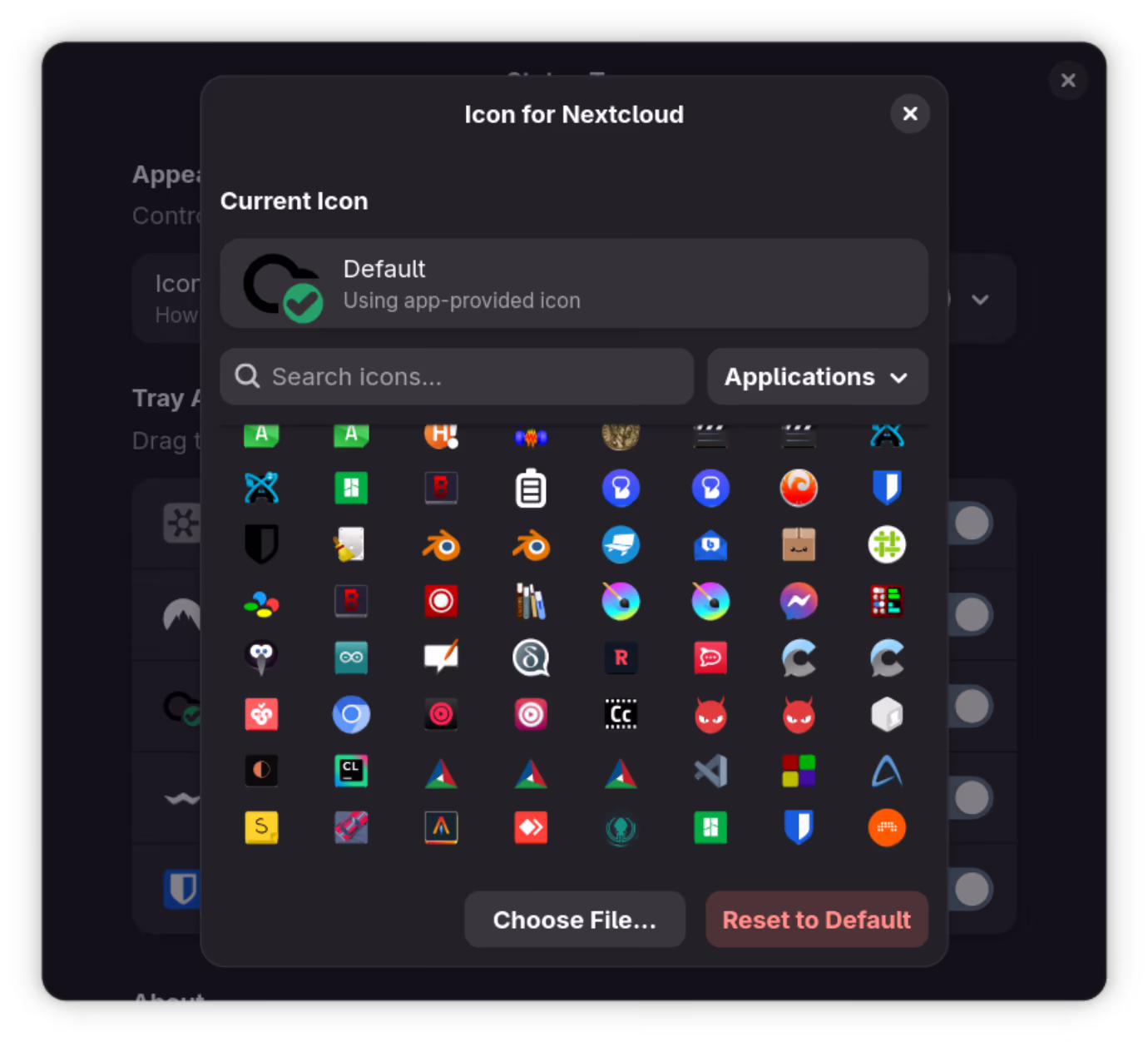 Choose custom icons