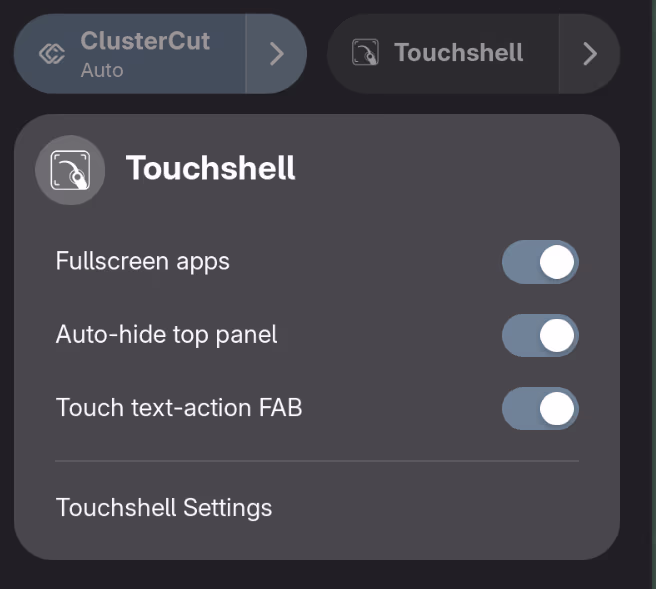 Quick Settings with touch-friendly toggles