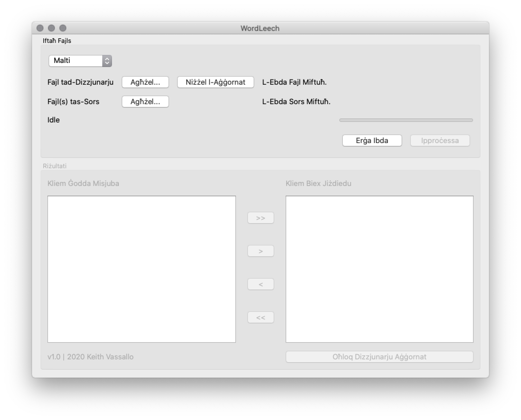 Main interface (Maltese)